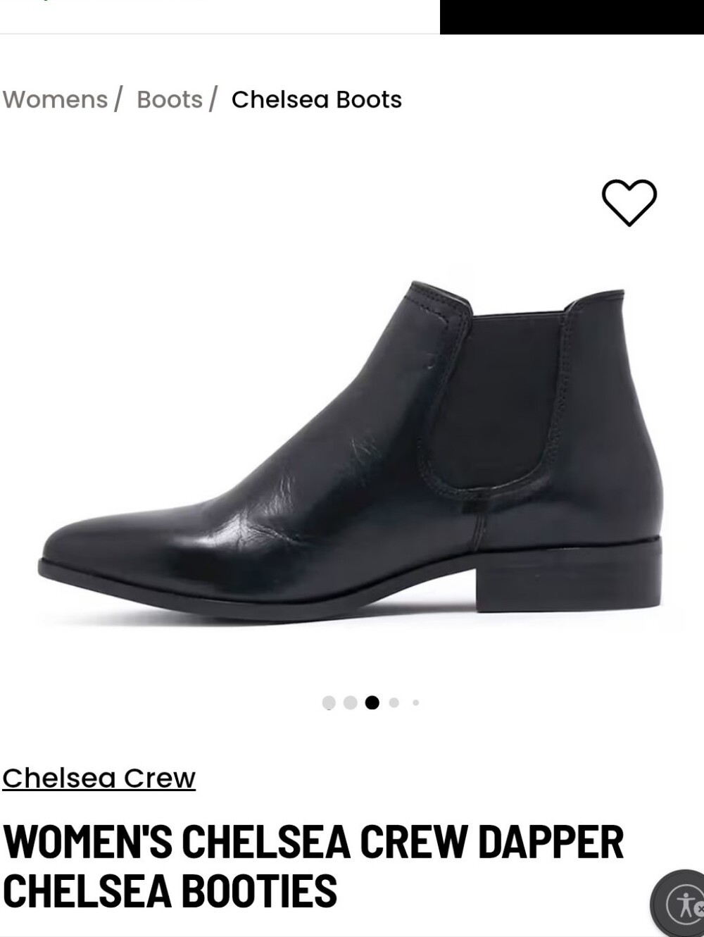 Chelsea Crew Black Label Dapper Leather Chelsea Boots – Black – Size 5 (BNWT)